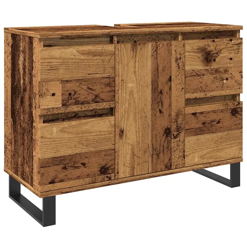 Armoire de salle de bain moderne design industriel rangement optimisé 80 x 33 x 60 cm en bois vieux 02_0051118