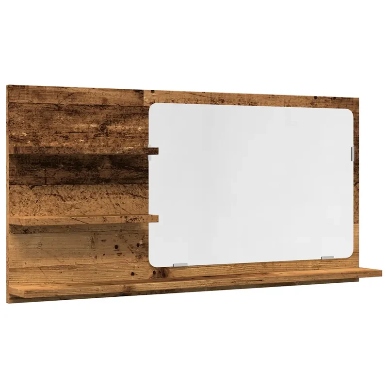 Armoire à miroir murale avec étagères fixes salle de bain 90 x 11 x 45 cm en bois d'ingénierie vieux bois 02_0050829