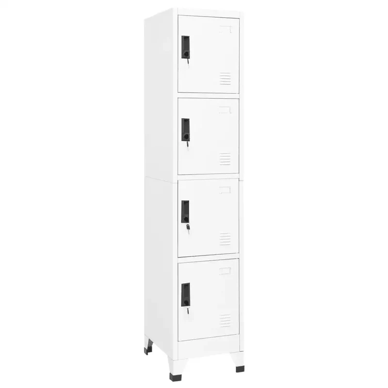 Armoire à casiers moderne rangement sécurisé 38 x 45 x 180 cm en acier blanc 02_0046999