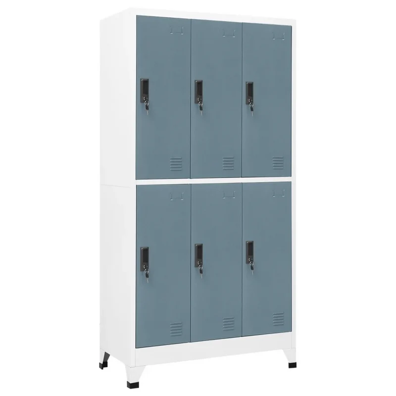 Armoire à casiers moderne avec compartiments de rangement 90 x 45 x 180 cm en acier gris foncé 02_0047016
