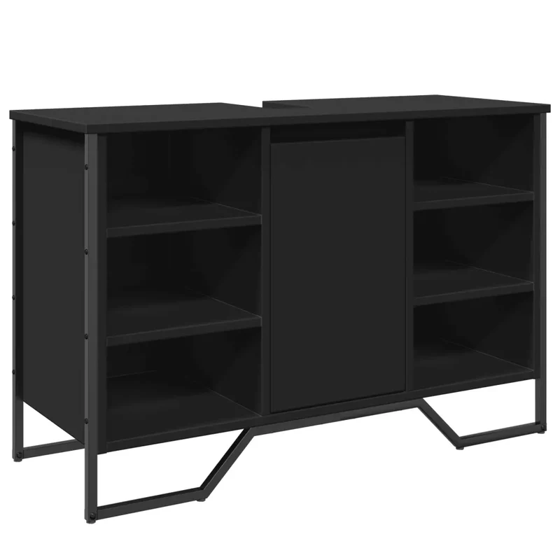 Armoire lavabo de salle de bain design moderne peu encombrante 91 x 35 x 60 cm en bois noir 02_0049578