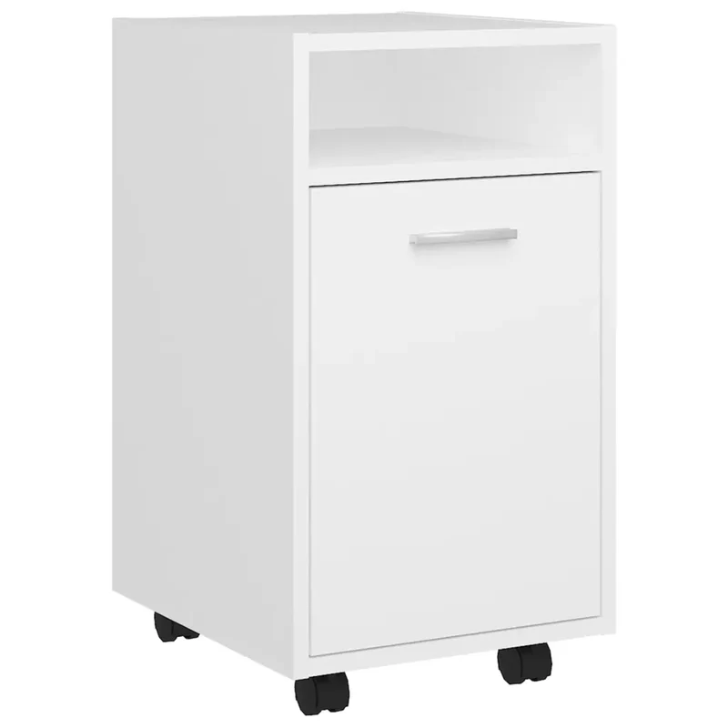 Armoire latérale sur roues pratique 33 x 38 x 60 cm pour rangement moderne en bois d'ingénierie blanc 02_0047774