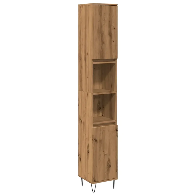 Armoire de salle de bain classique rangement 30 x 30 x 190 cm en bois d'ingénierie chêne artisanal 02_0051080