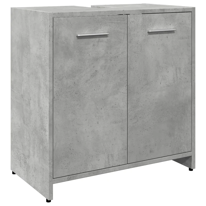 Armoire de lavabo design élégant salle de bain grand espace de rangement 60 x 33 x 60 cm en bois d'ingénierie gris béton 02_0050722