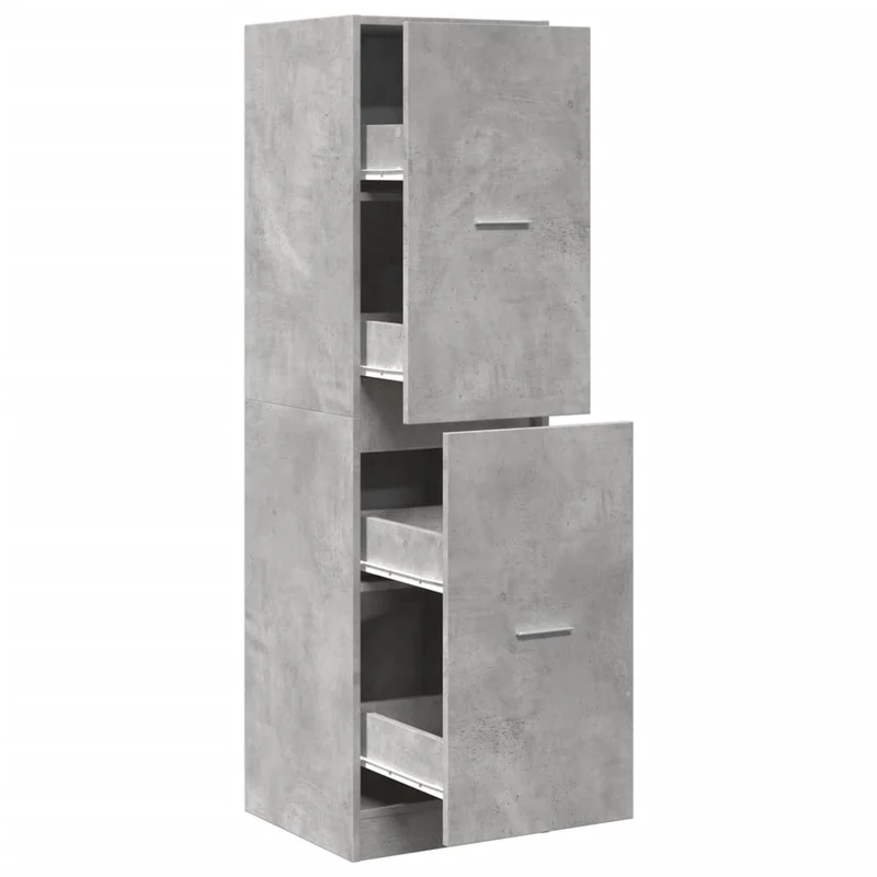 Armoire d'apothicaire design vintage rangement bureau 40 x 41 x 144,5 cm en bois d'ingénierie gris béton 02_0055661