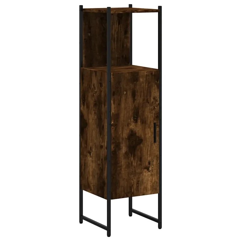 Armoire de salle de bain en bois chêne fumé 33 x 33 x 120 cm design peu encombrant espace de rangement en bois chêne fumé 02_0049462