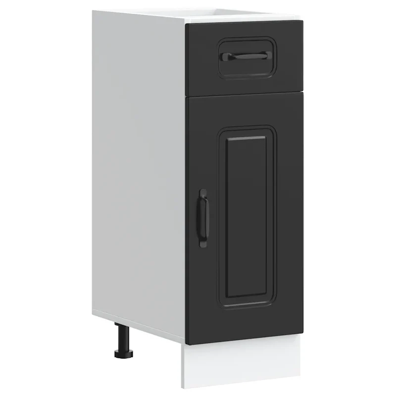 Armoire de cuisine design moderne 30 x 46 x 81,5 cm grand rangement pieds réglables en bois d'ingénierie noir 02_0049881