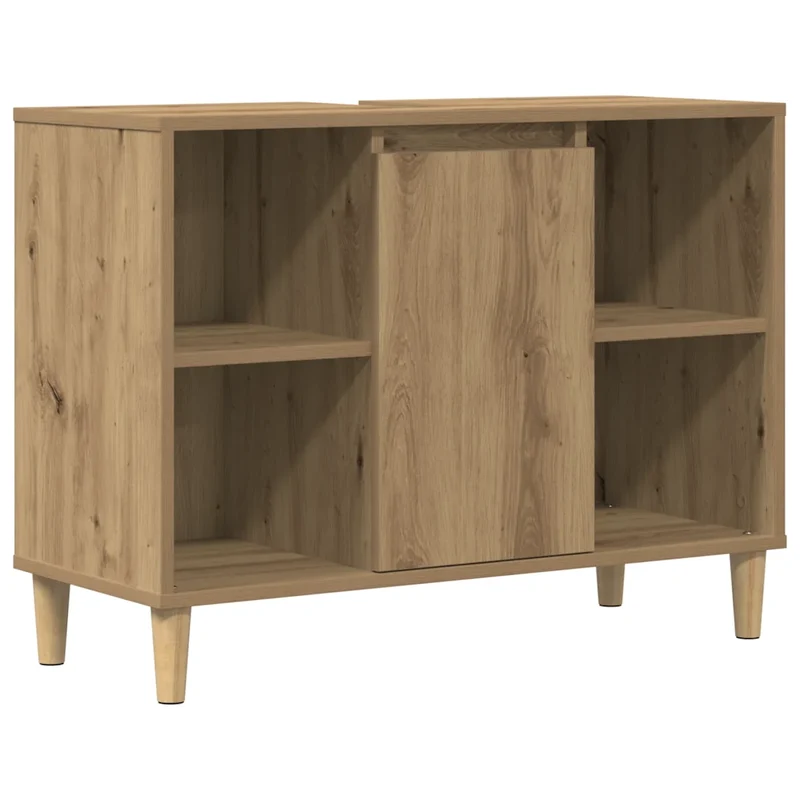 Armoire de salle de bain avec rangement ouvert 80 x 33 x 60 cm style moderne finition mate en bois d'ingénierie chêne artisanal 02_0051058