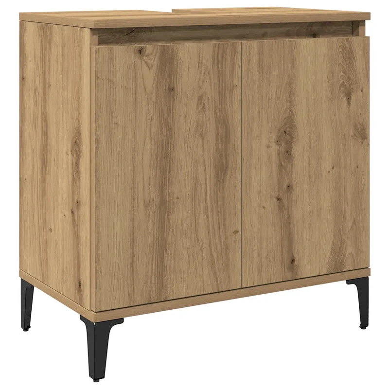 Armoire d'évier sous lavabo moderne rangement pratique 58 x 33 x 60 cm en bois d'ingénierie chêne artisanal 02_0051044
