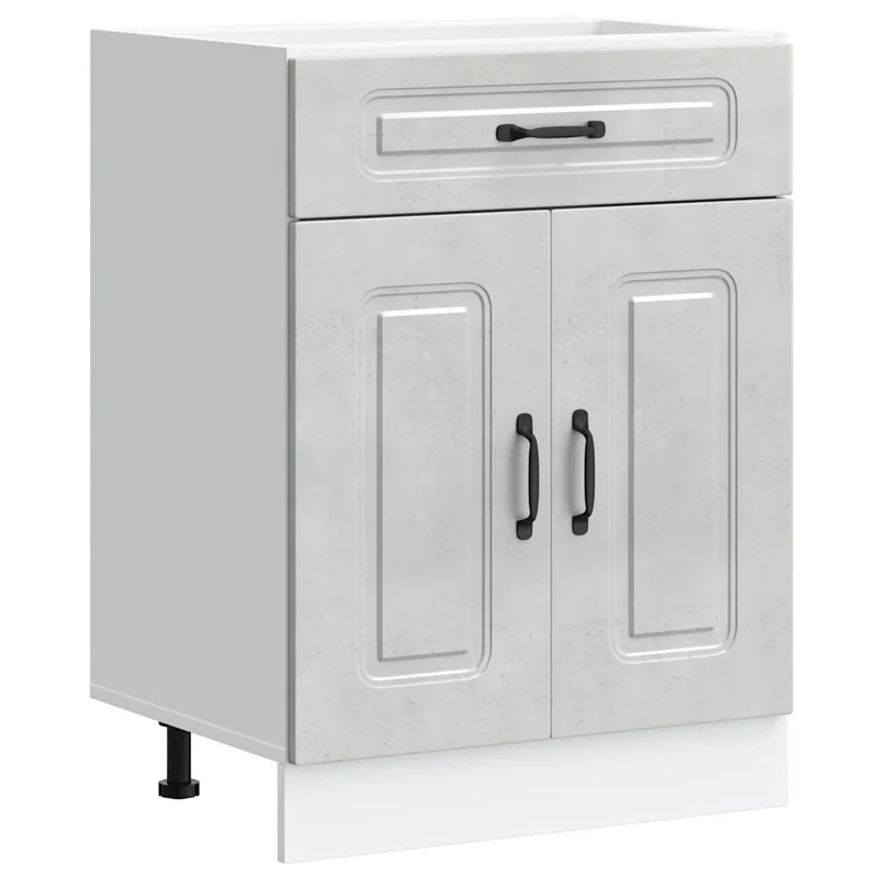 Armoire de cuisine moderne rangement optimisé 60 x 46 x 81,5 cm en bois d'ingénierie gris béton 02_0049914