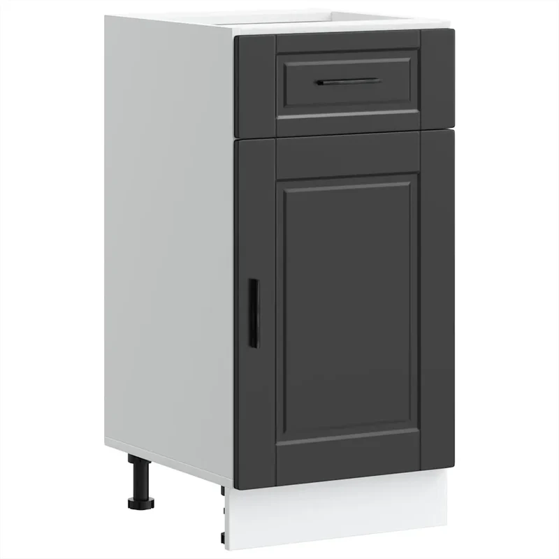 Armoire de cuisine moderne avec porte rangement 40 x 46 x 81,5 cm pieds réglables en bois d'ingénierie noir 02_0050253