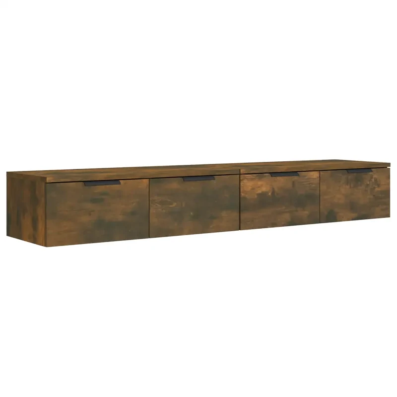 Lot de 2 armoires murales élégantes bois d'ingénierie 68 x 30 x 20 cm pour rangement organisé en bois chêne fumé 02_0055226