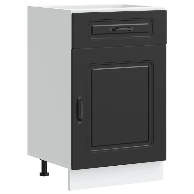 Armoire de cuisine Kalmar 50 x 46 x 81,5 cm espace de rangement optimal pieds réglables en bois d'ingénierie noir 02_0049901