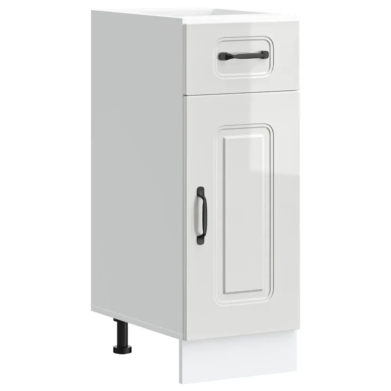 Armoire de cuisine moderne avec grand rangement 30 x 46 x 81,5 cm pieds réglables en bois d'ingénierie blanc brillant 02_0049882
