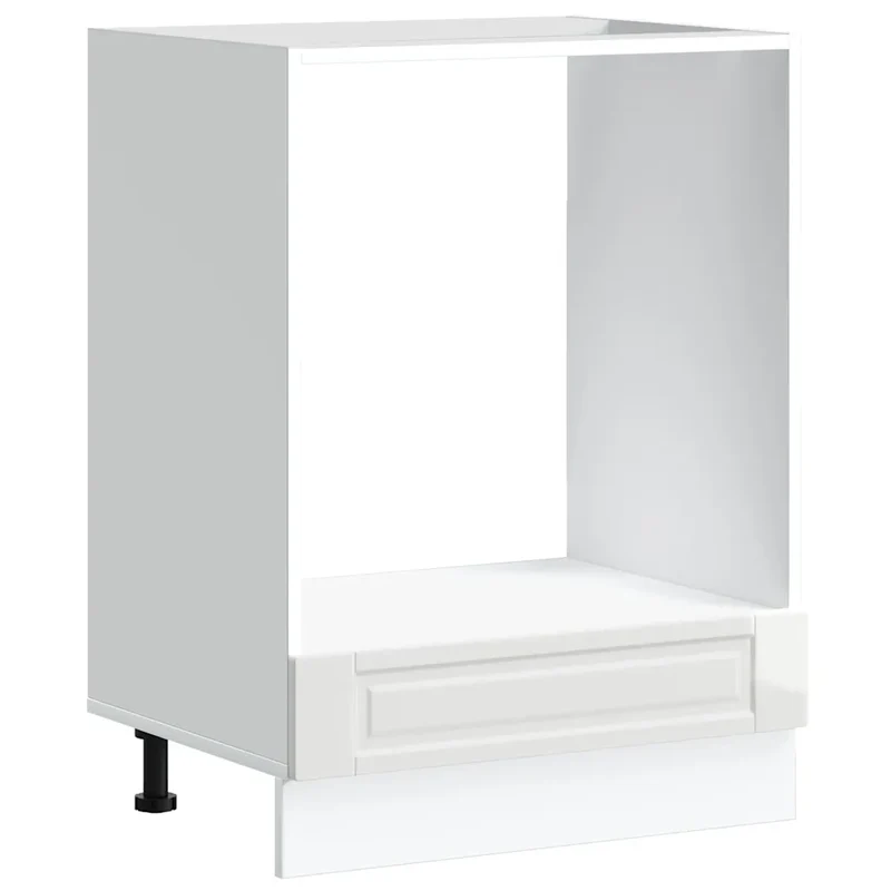 Armoire à four compacte moderne rangement pratique 60 x 46 x 81,5 cm en bois d'ingénierie blanc brillant 02_0050304