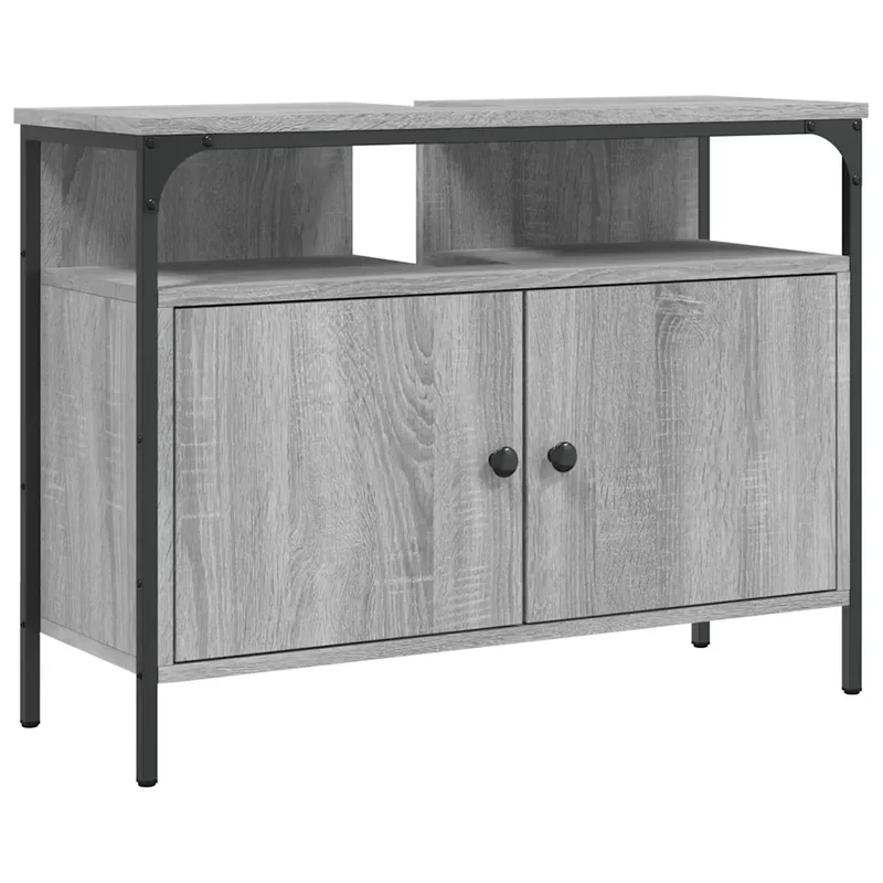 Armoire lavabo salle de bain design moderne rangement 80 x 30 x 60 cm en bois d'ingénierie sonoma gris 02_0049440