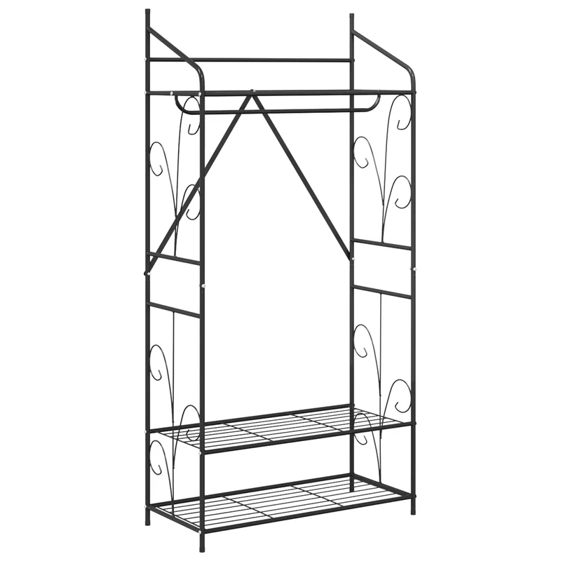 Armoire ouverte design minimaliste 78 x 36 x 158 cm rangement pratique en métal noir 02_0059382