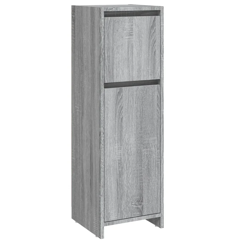 Armoire de bain compacte 30 x 30 x 95 cm avec grand espace de rangement design élégant en bois d'ingénierie gris 02_0048186