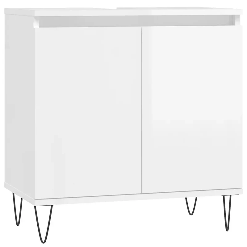 Armoire de salle de bain espace de rangement pratique 58 x 33 x 60 cm style industriel en bois d'ingénierie blanc brillant 02_0049022