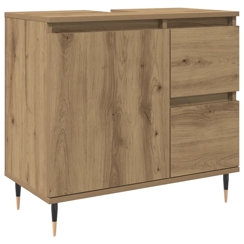 Armoire de salle de bain en bois d'ingénierie 65 x 33 x 60 cm avec grand espace de rangement style industriel en chêne artisanal 02_0051104