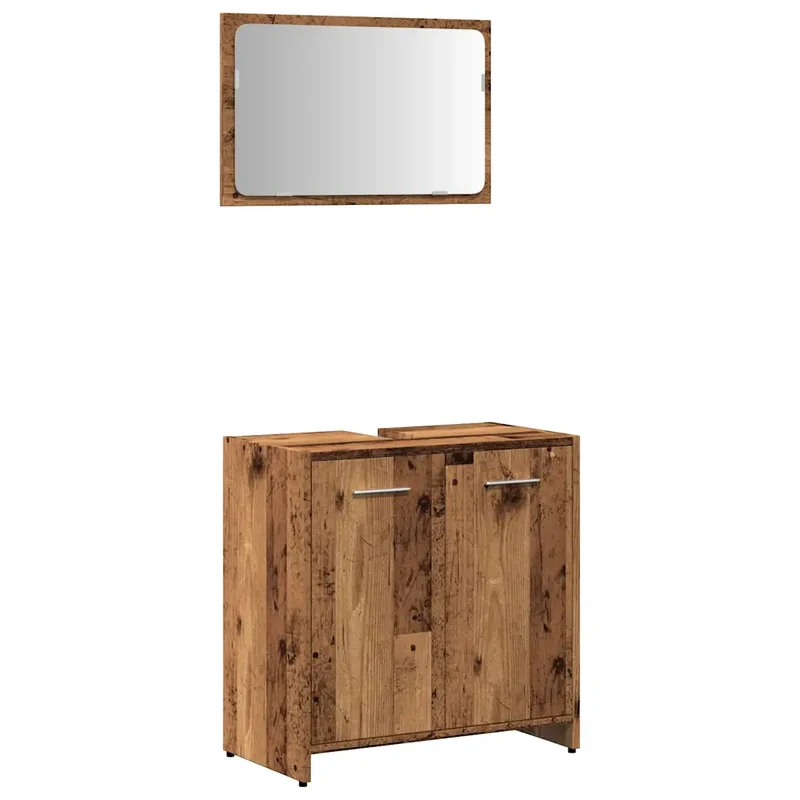 Armoire de salle de bain et miroir mural 60 x 33 x 60 cm espace de rangement élégant en bois d'ingénierie vieux bois 02_0050726