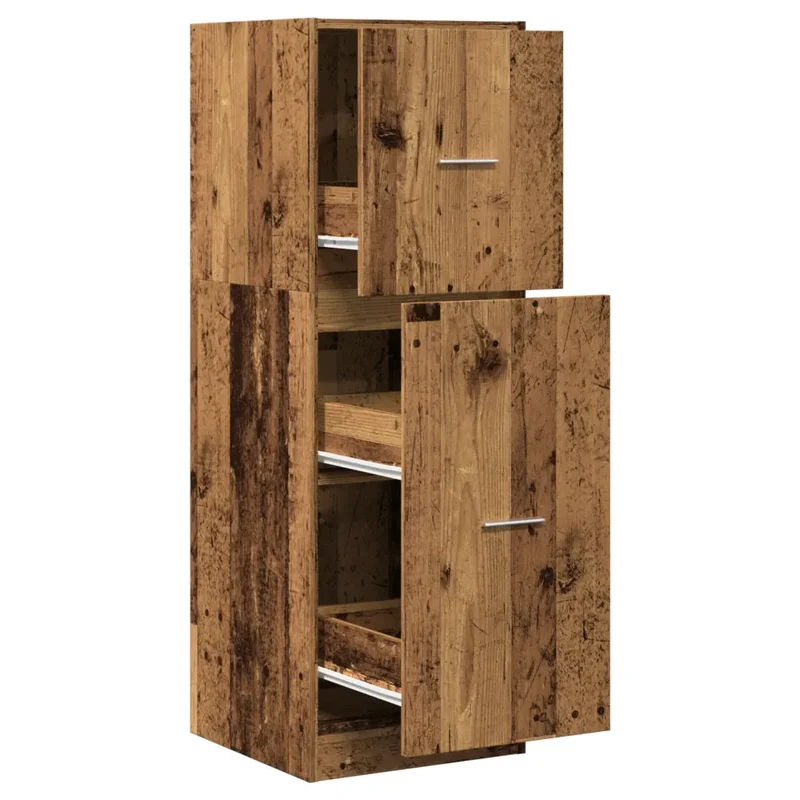 Armoire d'apothicaire multifonctionnelle rangement 40 x 41 x 118 cm finition vintage en bois d'ingénierie vieux bois 02_0050644