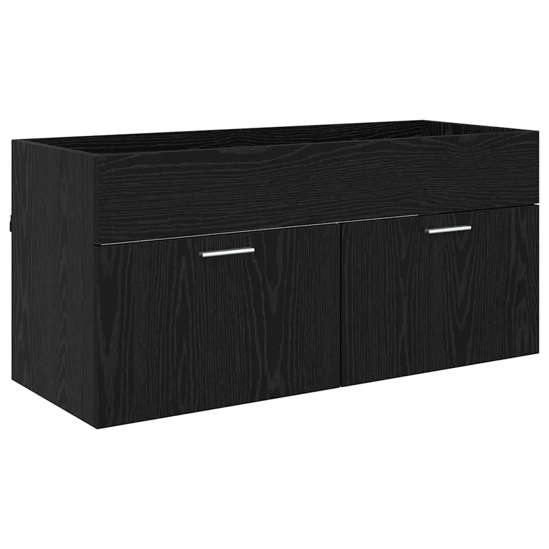 Armoire de lavabo moderne rectangle 100 x 38,5 x 46 cm grand espace de stockage style contemporain en bois d'ingénierie noir 02_0052660