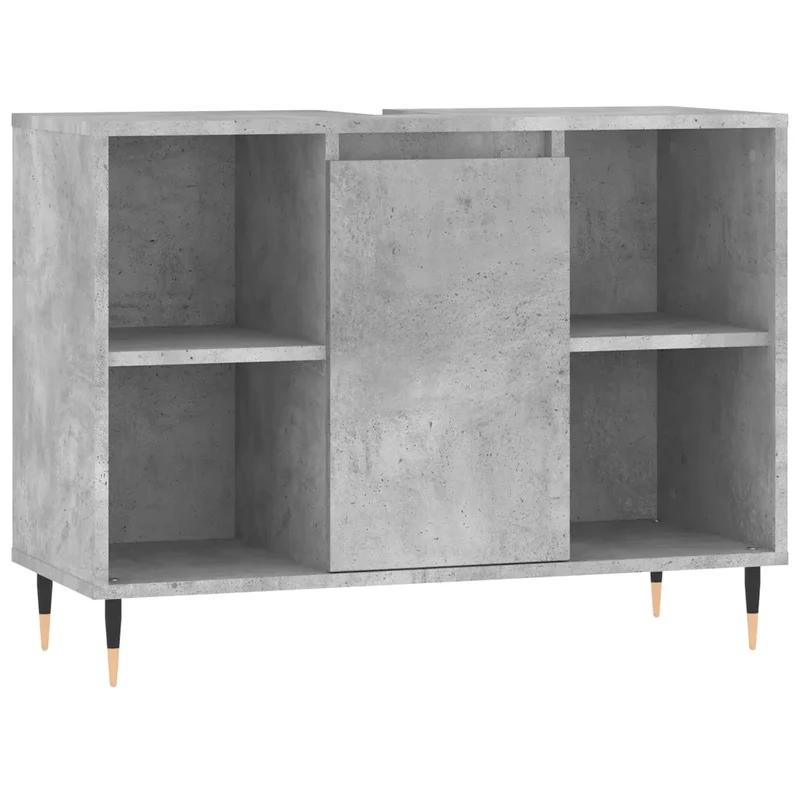Armoire de salle de bain industrielle avec rangement 80 x 33 x 60 cm finition mate en bois gris béton 02_0049053