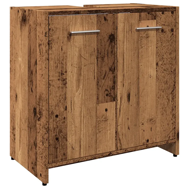 Armoire de salle de bain rangement élégant finition mate 60 x 33 x 60 cm en bois d'ingénierie vieux bois 02_0050723