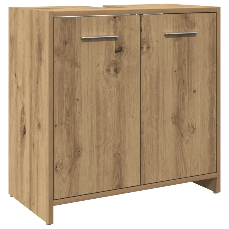 Armoire de lavabo salle de bain rangement design élégant 60 x 33 x 60 cm en bois d'ingénierie chêne artisanal 02_0050724
