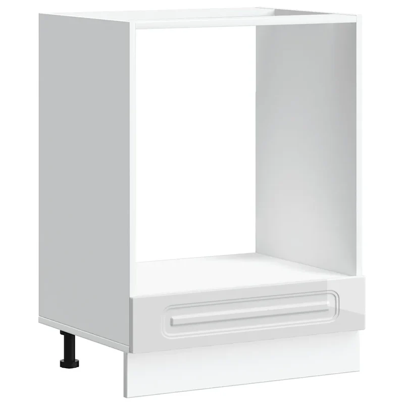 Armoire à four design compact rangement cuisine 60 x 46 x 81,5 cm avec pieds réglables en bois d'ingénierie blanc brillant 02_0049942