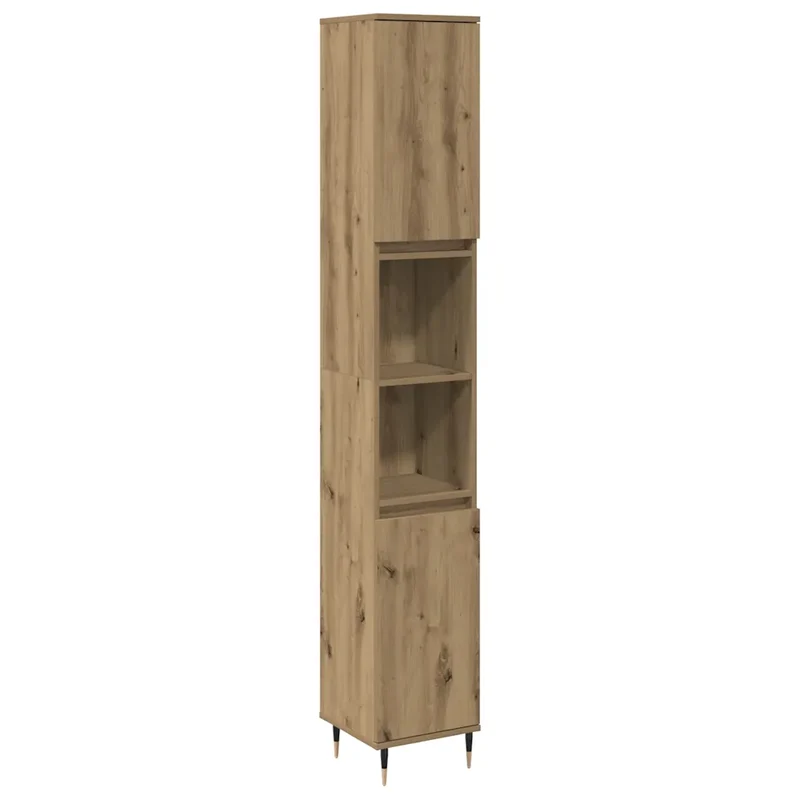 Armoire de salle de bain bois d'ingénierie 30 x 30 x 190 cm design industriel espace de rangement en chêne artisanal 02_0051077