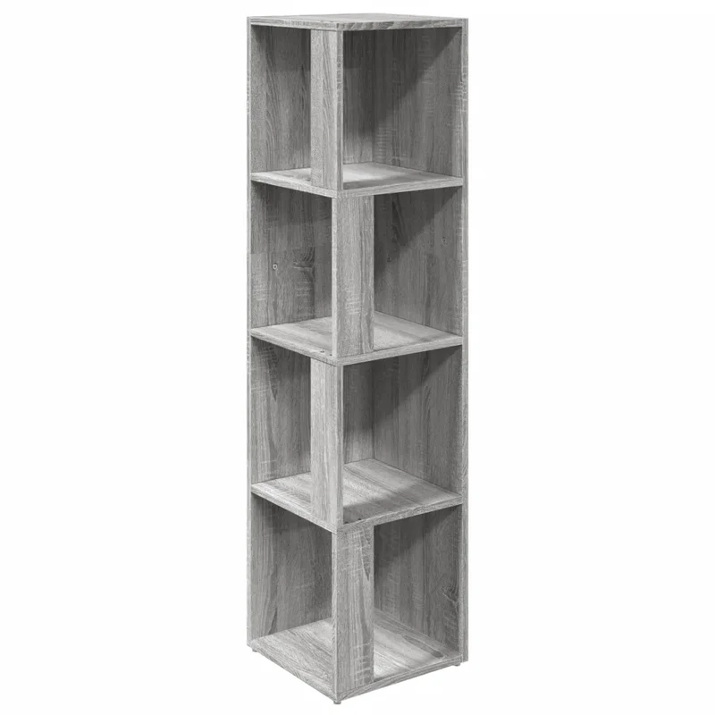 Armoire d'angle classique rangement 33 x 33 x 132 cm design compact salon bureau en bois d'ingénierie gris 02_0048263