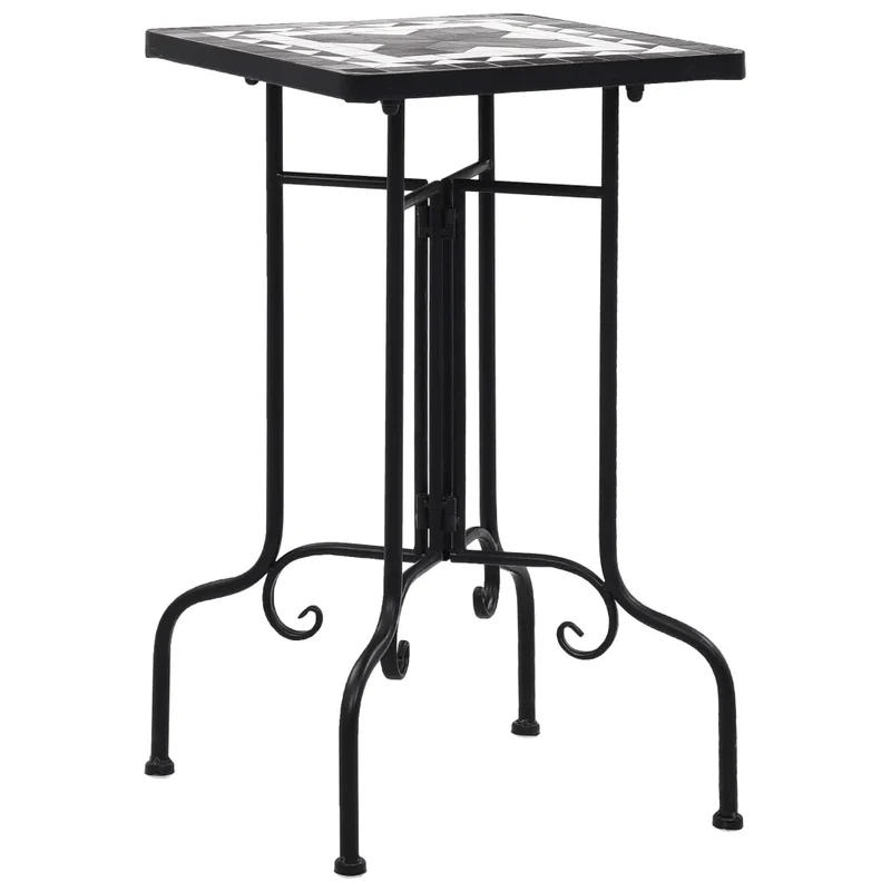 Table de bistro mosaïque extérieure 35 x 35 x 56 cm design moderne jardin terrasse en céramique noire 02_0045926