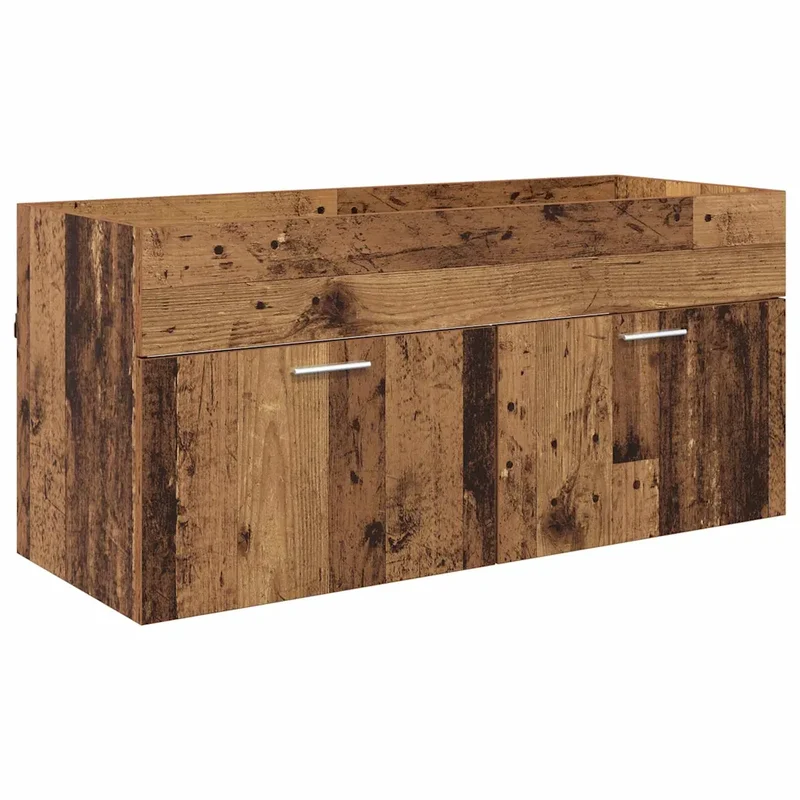 Armoire d'évier moderne avec grand espace de stockage 100 x 38,5 x 46 cm en bois d'ingénierie vieux bois 02_0052658