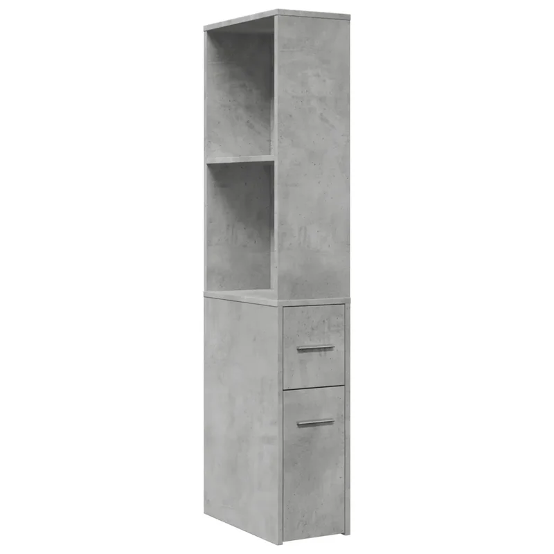 Armoire de salle de bain étroite avec roulettes 22 x 41 x 135 cm grand rangement pratique style contemporain en bois d'ingénierie gris béton 02_0050667