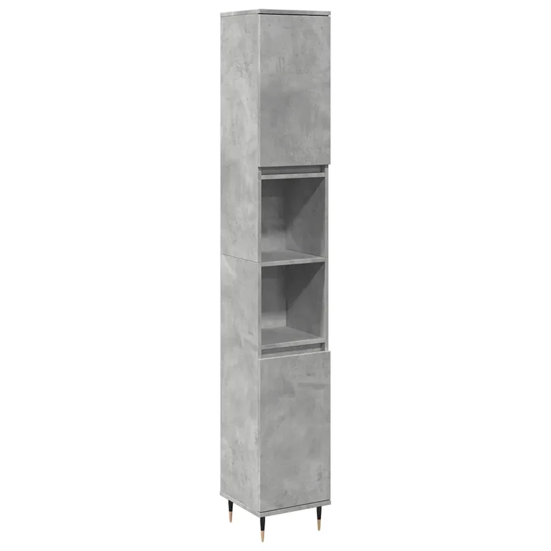 Armoire de salle de bain moderne avec rangement flexible 30 x 30 x 190 cm en bois gris béton 02_0051075
