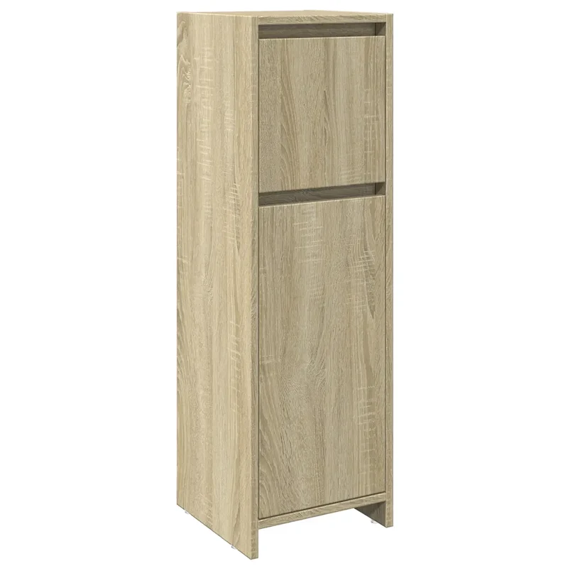 Armoire de salle de bain rangement moderne style chêne sonoma 30 x 30 x 95 cm usage durable en bois d'ingénierie beige 02_0049686