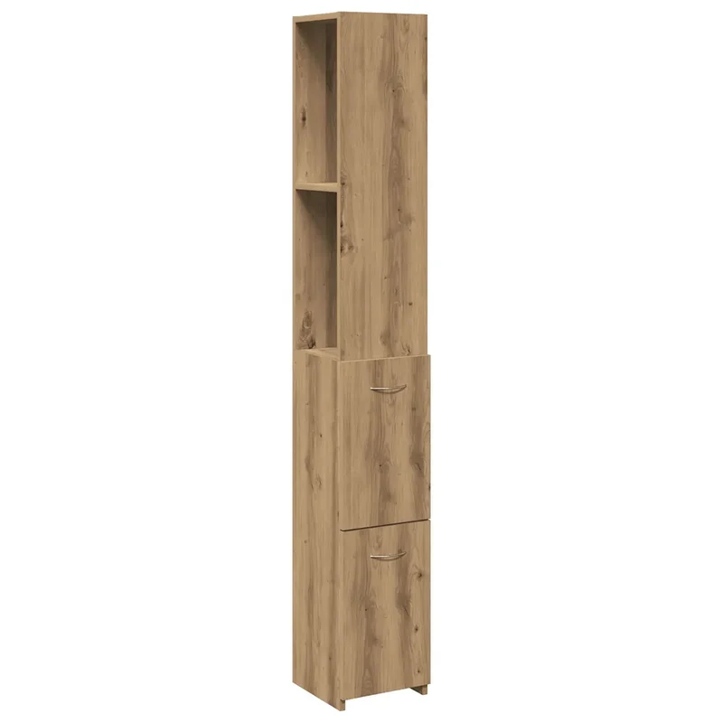 Armoire de salle de bain chêne artisanal rangement spacieux finition lisse 25 x 25 x 170 cm en bois d'ingénierie chêne 02_0050898