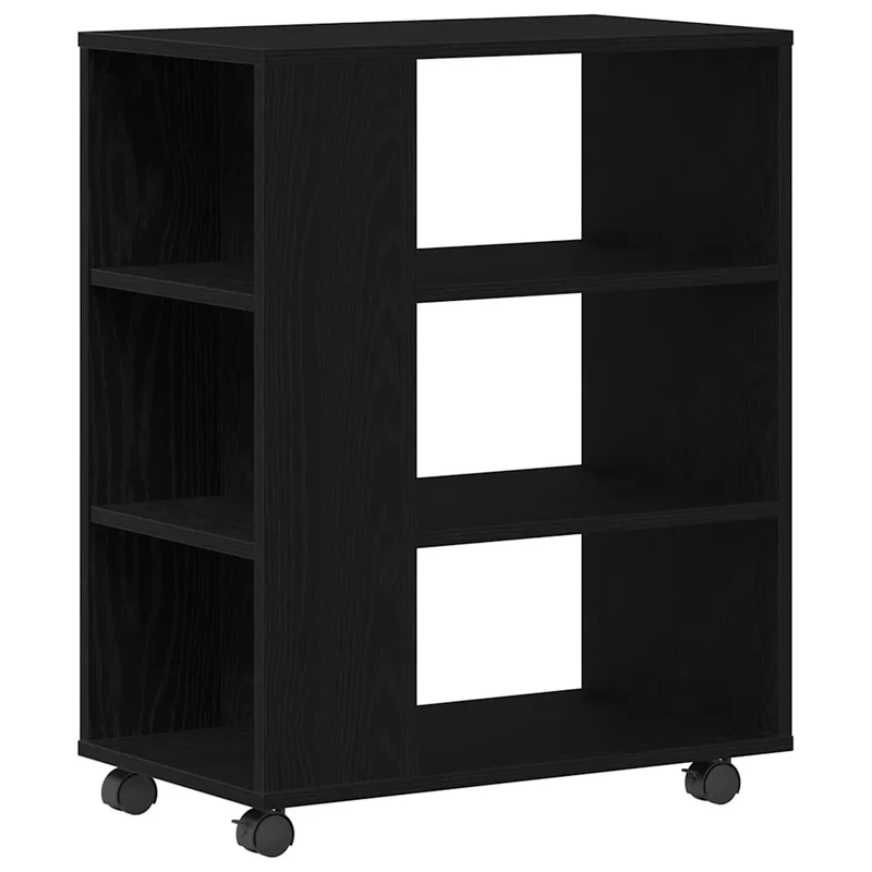 Armoire de rangement roulante moderne avec 3 étagères 60 x 35 x 75 cm en bois d'ingénierie chêne noir 02_0051908