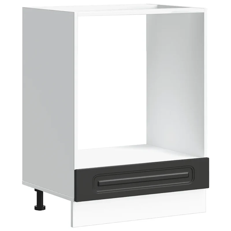 Armoire à four compacte design classique cuisine 60 x 46 x 81,5 cm avec pieds réglables en bois d'ingénierie noir 02_0049941