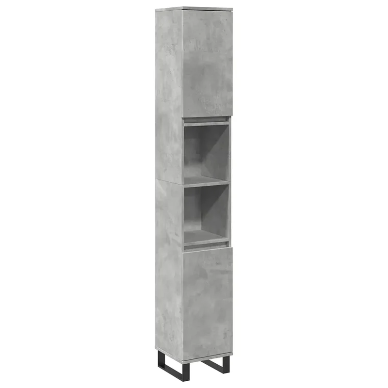 Armoire de salle de bain avec rangement ouvert 30 x 30 x 190 cm design industriel en bois d'ingénierie gris béton 02_0051081