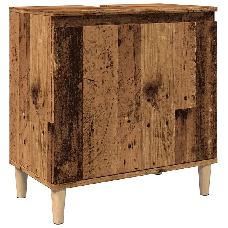 Armoire d'évier vintage bois d'ingénierie 58 x 33 x 60 cm grand espace de rangement style rétro finition mate en bois vieux bois 02_0051041