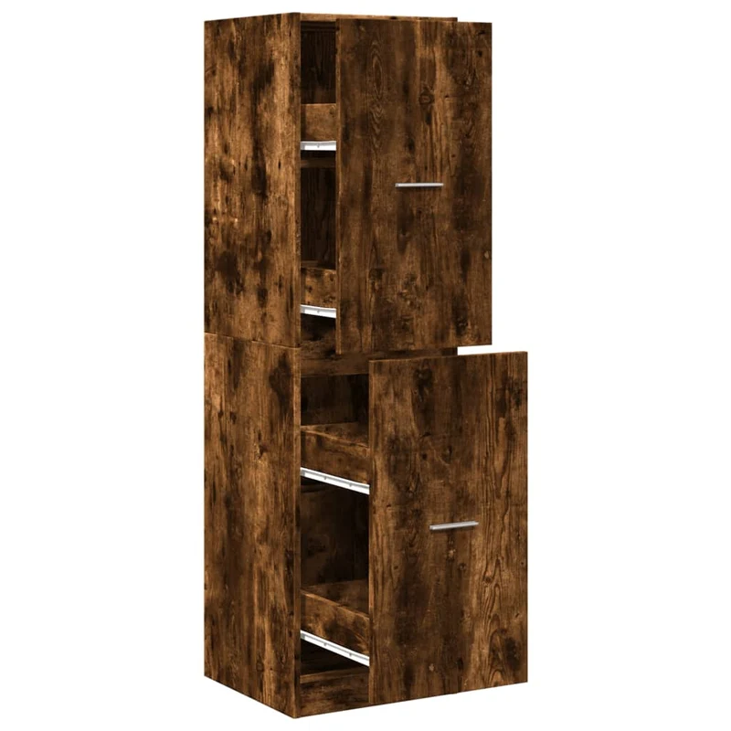 Armoire d'apothicaire classique espace de rangement 40 x 41 x 144,5 cm en bois d'ingénierie chêne fumé 02_0055662