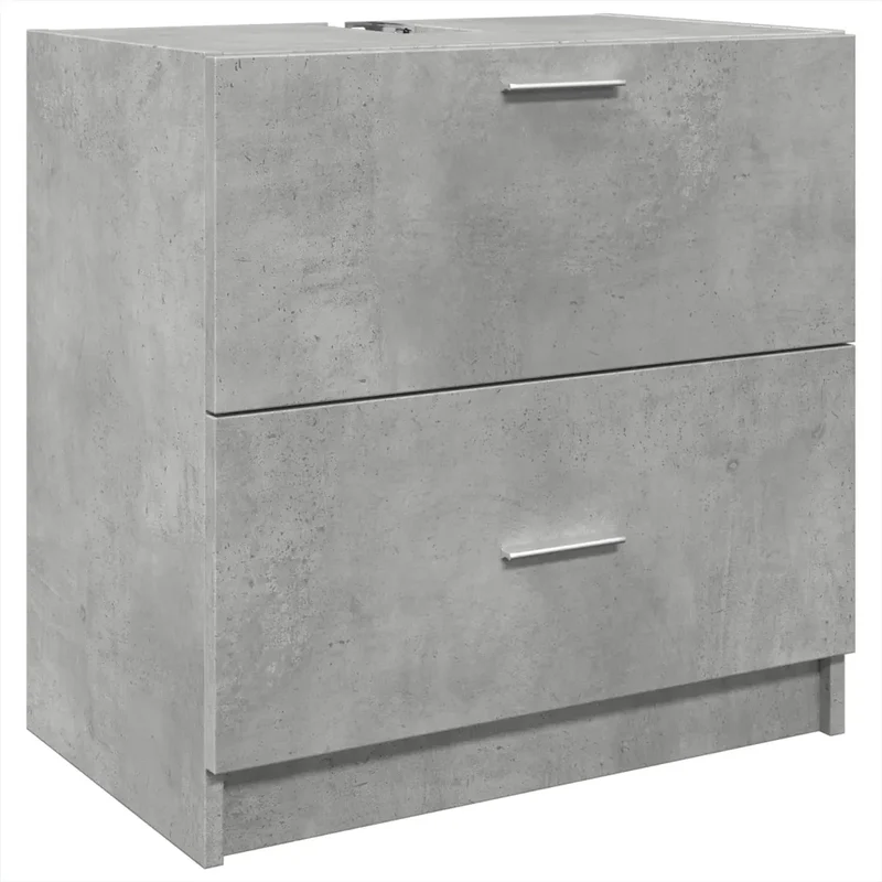 Armoire de lavabo moderne rangement pratique salle de bain 59 x 37 x 59 cm en bois d'ingénierie gris béton 02_0049534