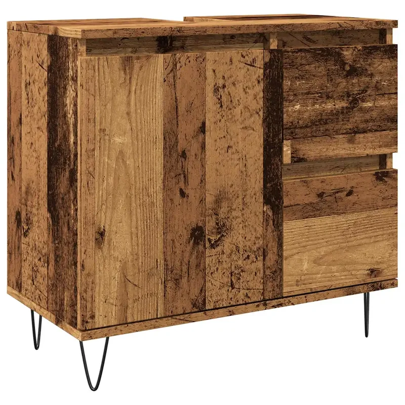 Armoire de lavabo moderne design industriel salle de bain 65 x 33 x 60 cm en bois vieux 02_0051106