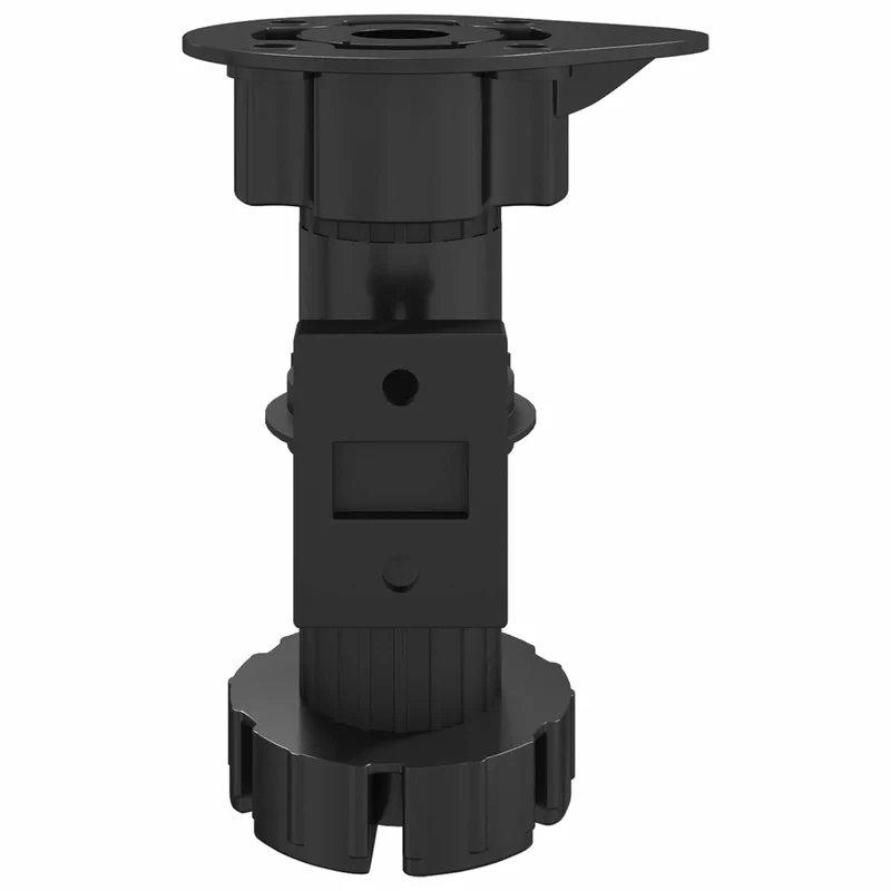 Lot de 12 pieds de meuble réglables durables 46 x 46 x 128 mm style épuré minimaliste en PP noir 02_0051978