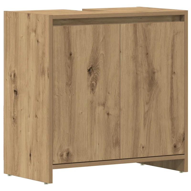 Armoire lavabo de salle de bain avec espace de rangement 60 x 33 x 60 cm en bois d'ingénierie chêne artisanal 02_0051610