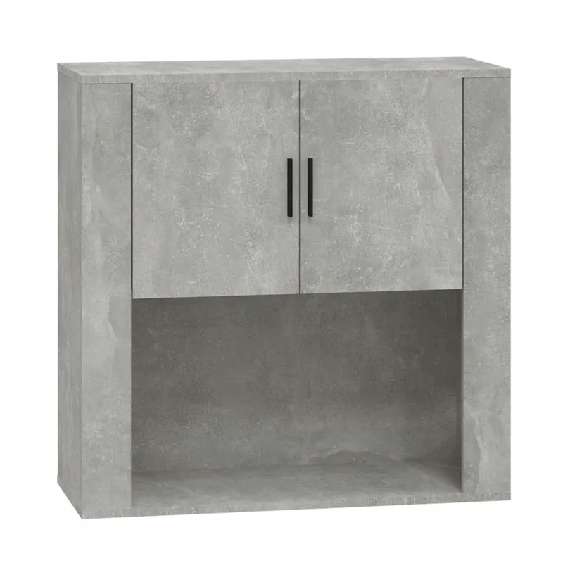 Armoire murale suspendue rangement pratique 80 x 33 x 80 cm en bois d'ingénierie gris béton 02_0048277