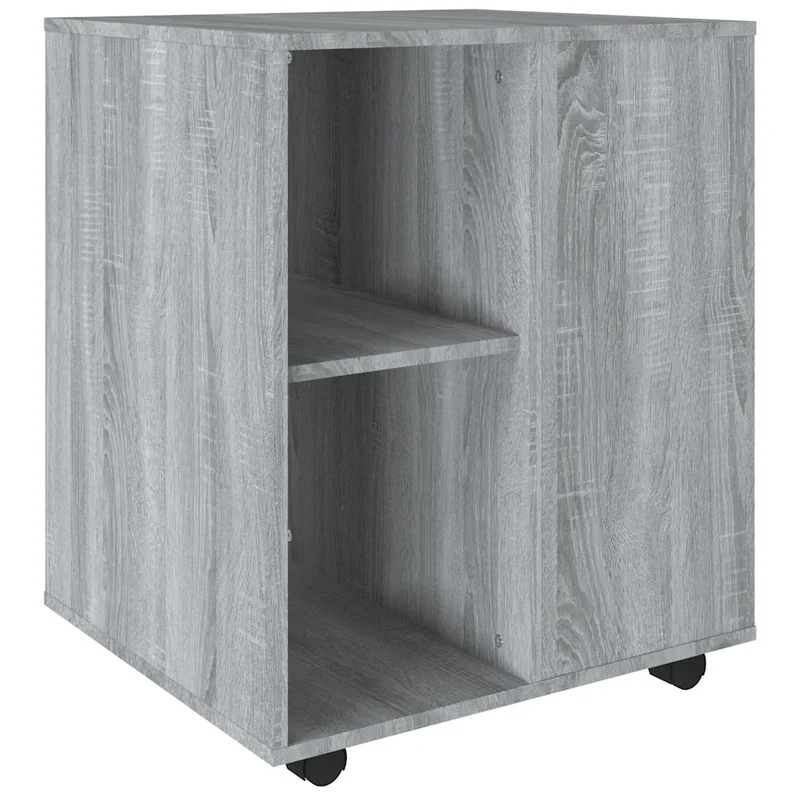 Armoire roulante de rangement moderne mobile 60 x 53 x 72 cm avec roulettes verrouillables en bois d'ingénierie gris 02_0048260
